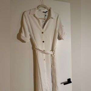 Zara Elegant White Shirt Dress